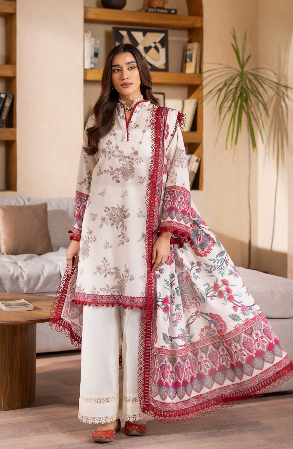 Mausummery Printed Lawn Unstitched 3 Piece - Flora - MUS25PL - White - Summer Collection