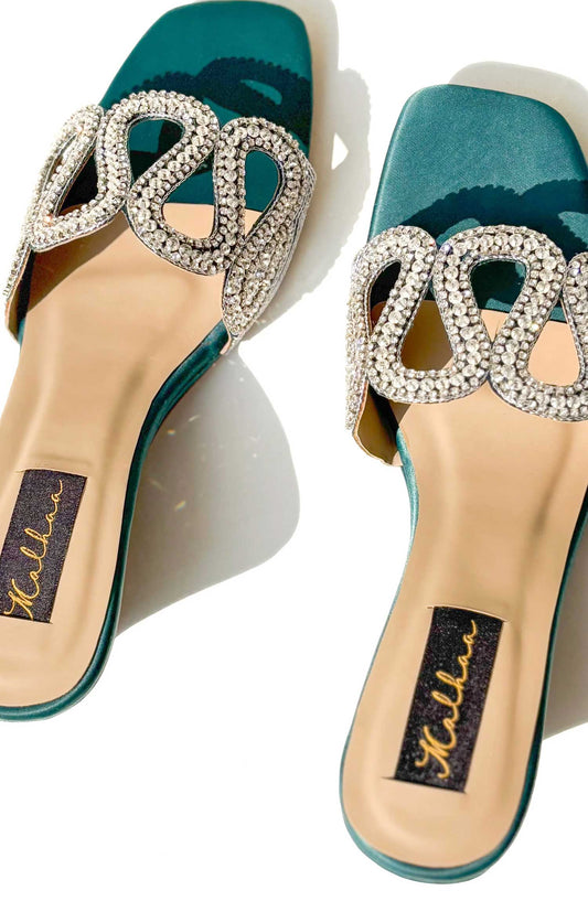 Malhaa Fashion Fancy Footwear Heels - MLH25FW - Florance Emerald Green - Festive Collection