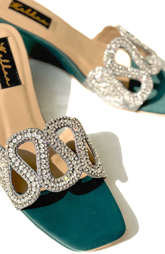 Malhaa Fashion Fancy Footwear Heels - MLH25FW - Florance Emerald Green - Festive Collection