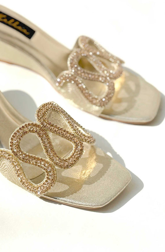 Malhaa Fashion Fancy Footwear Heels - MLH25FW - Florance Gold - Festive Collection