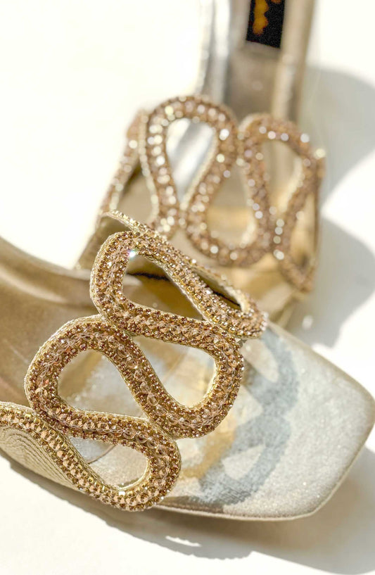 Malhaa Fashion Fancy Footwear Heels - MLH25FW - Florance Gold - Festive Collection