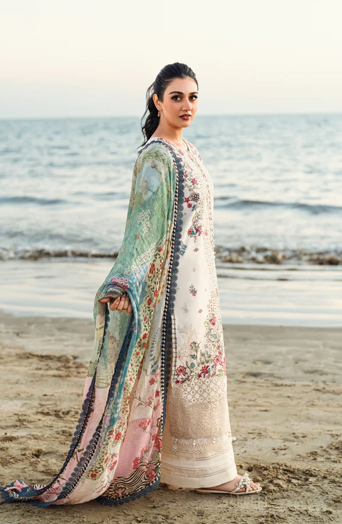 Florent Embroidered Lawn Unstitched 3 Piece Suit - FL-09 - FL25ELL - White - Summer Collection