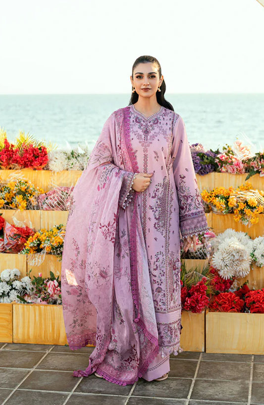 Florent Embroidered Lawn Unstitched 3 Piece Suit - FL-08 A - FL25ELL - Purple - Summer Collection