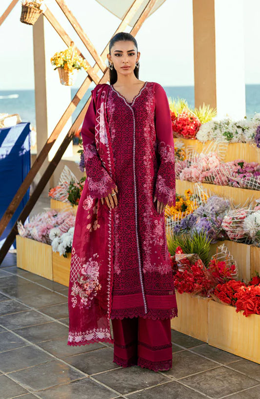 Florent Embroidered Lawn Unstitched 3 Piece Suit - FL-07 - FL25ELL - Red - Summer Collection