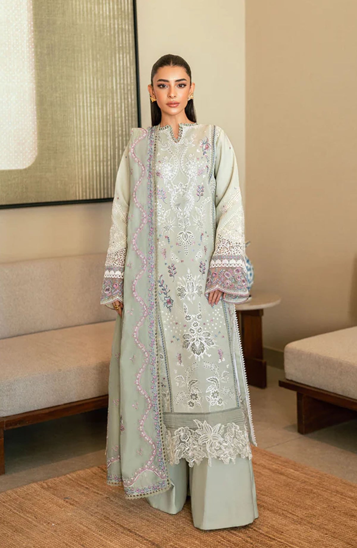 Florent Embroidered Lawn Unstitched 3 Piece Suit - FL-06 B - FL25ELL - Blue - Summer Collection