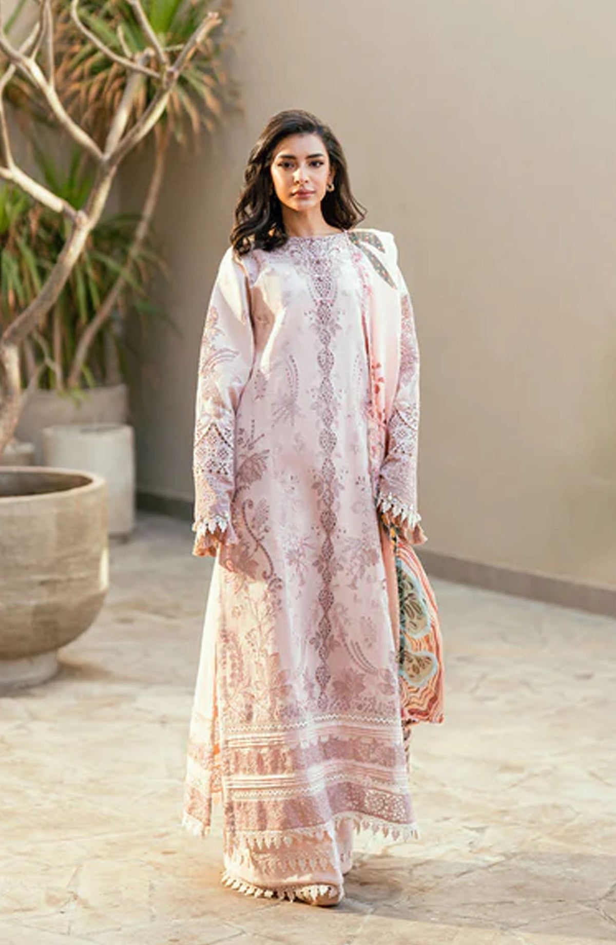 Florent Embroidered Lawn Unstitched 3 Piece Suit - FL-03 B - FL25ELL - Pink - Summer Collection