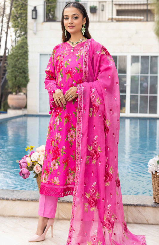 Florence by Nur Embroidered Lawn Unstitched 3 Piece Suit - FN-233 - NUR25FL - Pink - Summer Collection