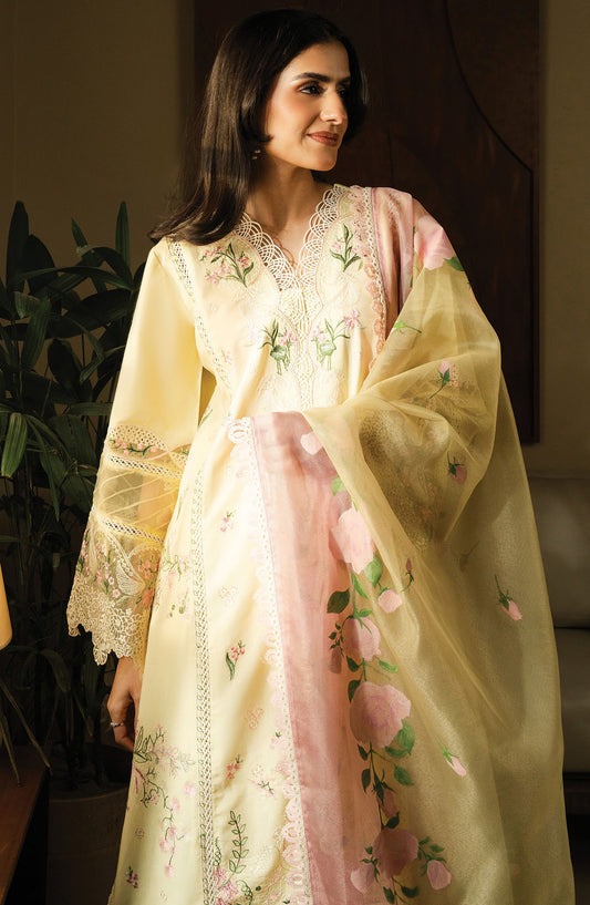 Faiza Faisal Embroidered Lawn Unstitched 3 Piece Suit - FNF-SS25-0401 Shelly - FF25SSL - Yellow - Summer Collection