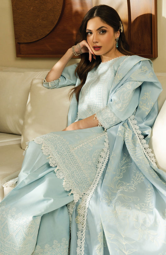 Faiza Faisal Embroidered Lawn Unstitched 3 Piece Suit - FNF-SS25-0403 Ayla - FF25SSL - Blue - Summer Collection