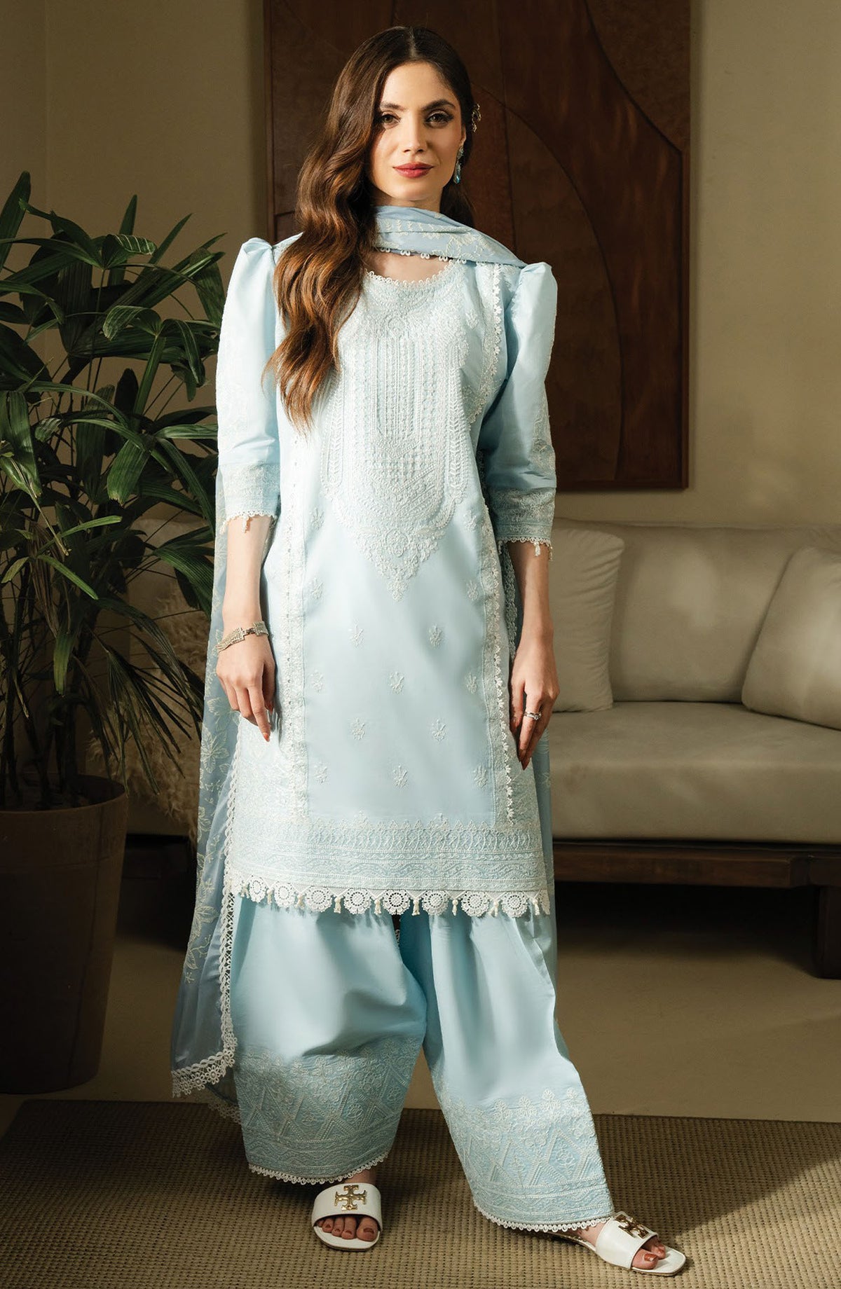 Faiza Faisal Embroidered Lawn Unstitched 3 Piece Suit - FNF-SS25-0403 Ayla - FF25SSL - Blue - Summer Collection