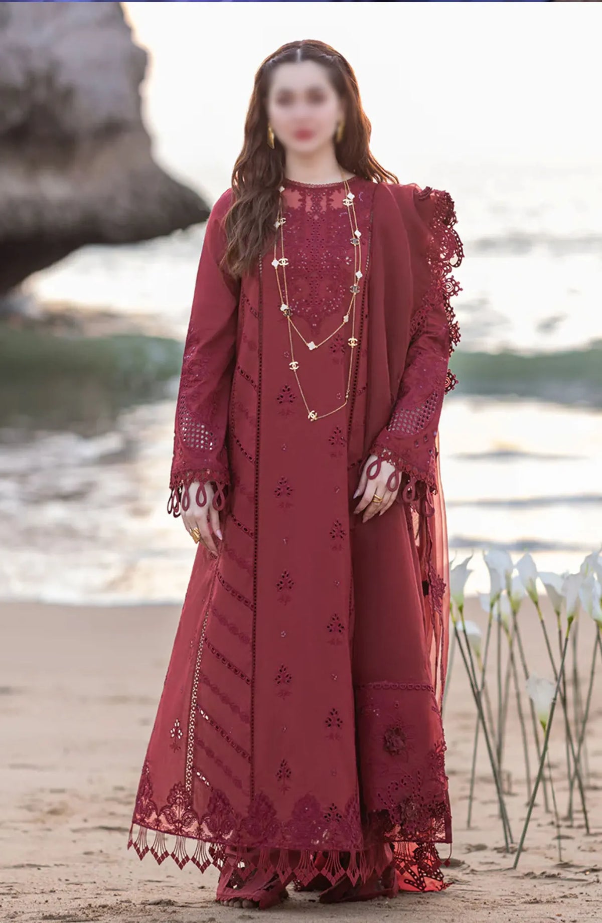 Qalamkar SAHIL KINARE Luxury Lawn Collection 2024 - FP-07 AISHA