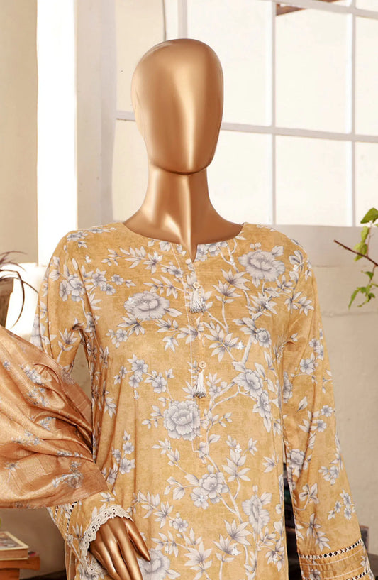Florence Festive RTW Printed Embroidered Raw Silk Collection 2024 - FRE-03 DULL YELLOW