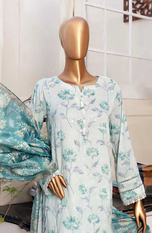 Florence Festive RTW Printed Embroidered Raw Silk Collection 2024 - FRE-04 LIGHT BLUE