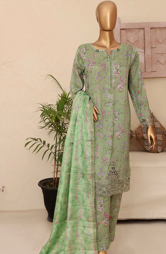 Florence Festive RTW Printed Embroidered Raw Silk Collection 2024 - FRE-08 GREEN MULTI