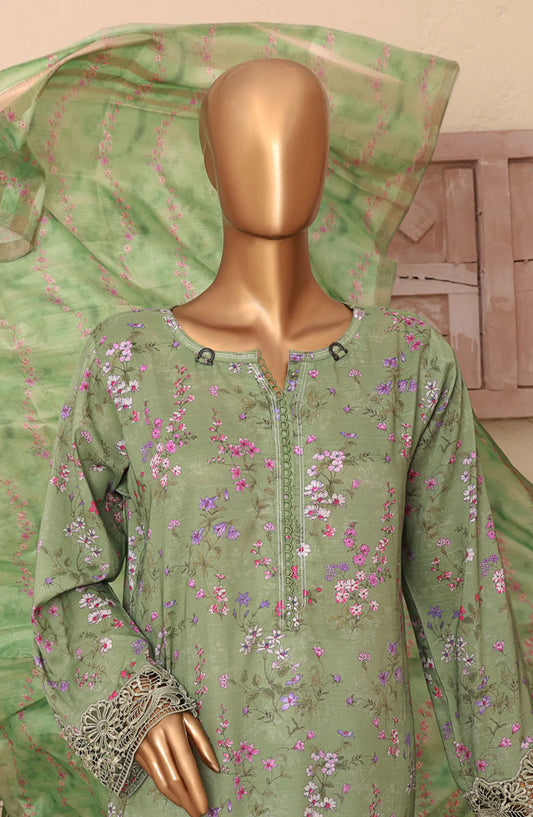 Florence Festive RTW Printed Embroidered Raw Silk Collection 2024 - FRE-08 GREEN MULTI