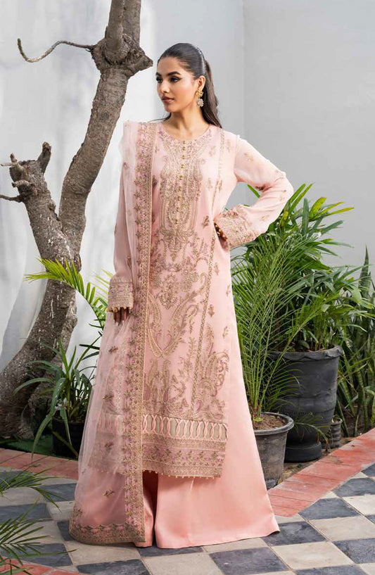 Tarz by Freesia Embroidered Luxury Chiffon Unstitched 3 Piece Suit - CAMILLA - MNM25TRF - FW-40042 - Pink - Festive Collection