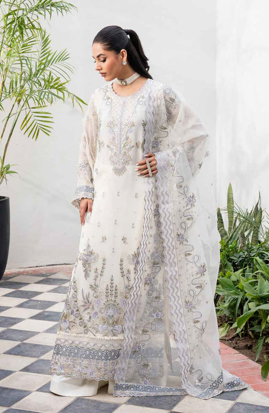 Tarz by Freesia Embroidered Luxury Chiffon Unstitched 3 Piece Suit - ROZHAN - MNM25TRF - FW-40045 - White - Festive Collection