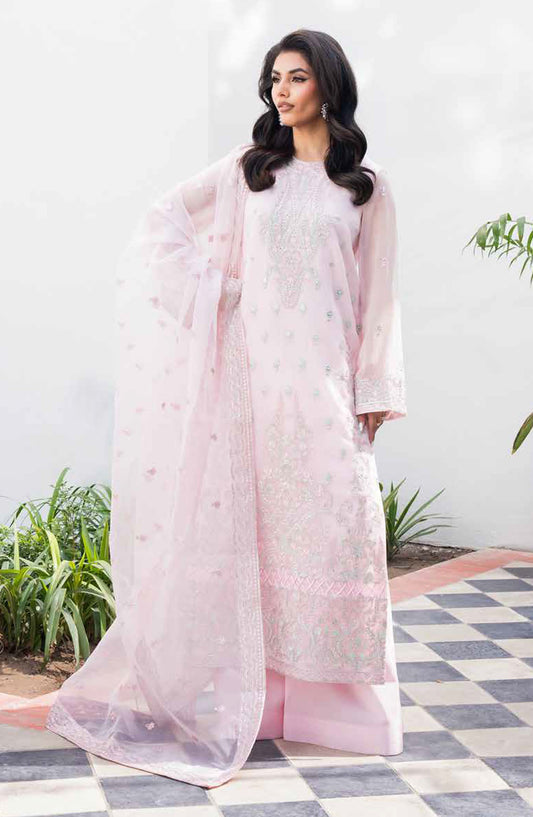 Tarz by Freesia Embroidered Luxury Chiffon Unstitched 3 Piece Suit - PANTEA - MNM25TRF - FW-40044 - Pink - Festive Collection