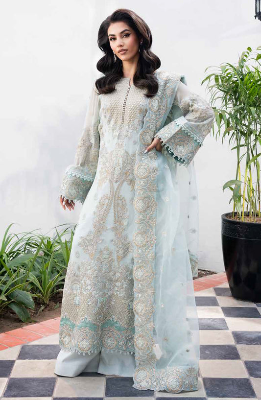 Tarz by Freesia Embroidered Luxury Chiffon Unstitched 3 Piece Suit - TIAM - MNM25TRF - FW-40046 - Blue - Festive Collection