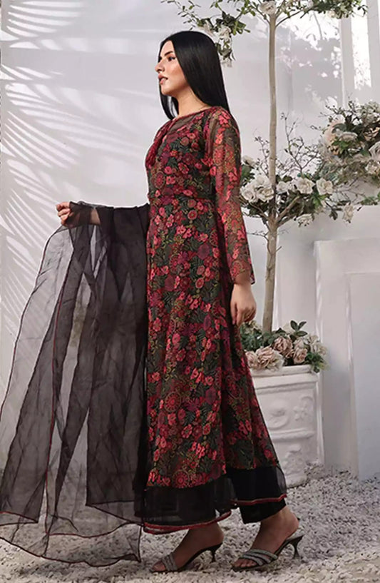 Noor Jahan Festive Stitched Collection By Nazmina - FRT-71 Dark Orchid Floral