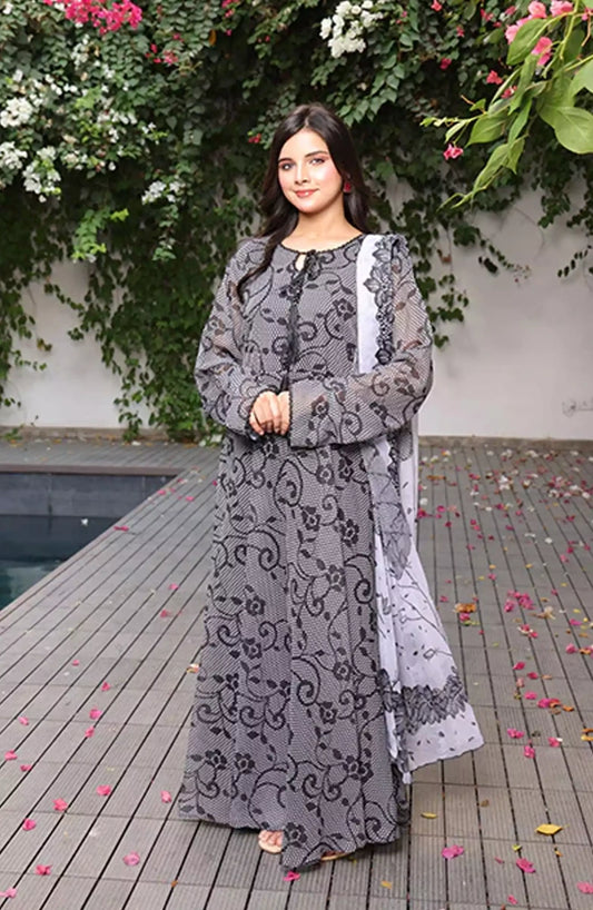 Jahanara Festive Stitched 2 Pc Collection By Nazmina - FRT-87 Romantic Maxi Dress