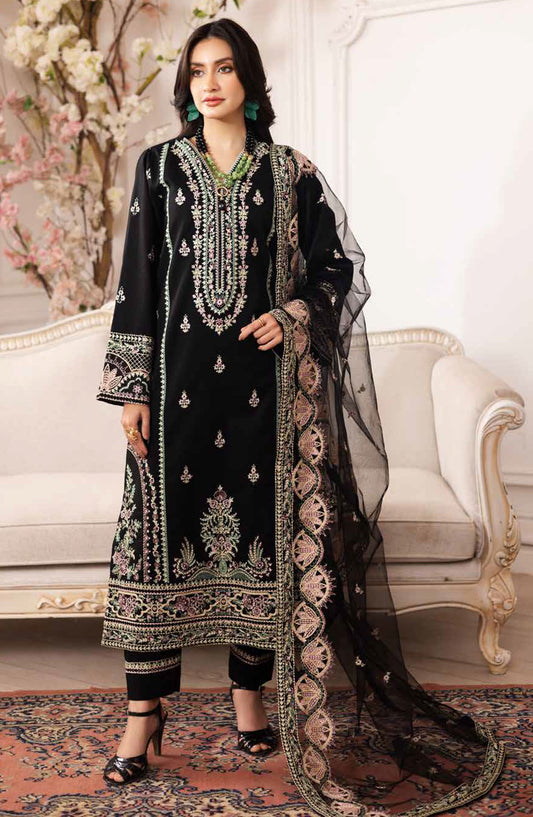 Mira by Freesia Embroidered Lawn Unstitched 3 Piece Suit - FS-50103 Sara - MNM25MLL - Black - Summer Collection
