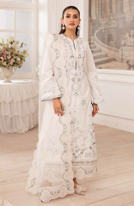 Mira by Freesia Embroidered Lawn Unstitched 3 Piece Suit - FS-50107 Maira - MNM25MLL - White - Summer Collection