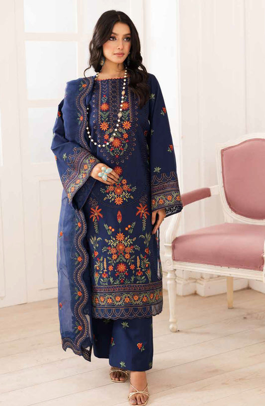 Mira by Freesia Embroidered Lawn Unstitched 3 Piece Suit - FS-50109 Parestoo - MNM25MLL - Blue - Summer Collection