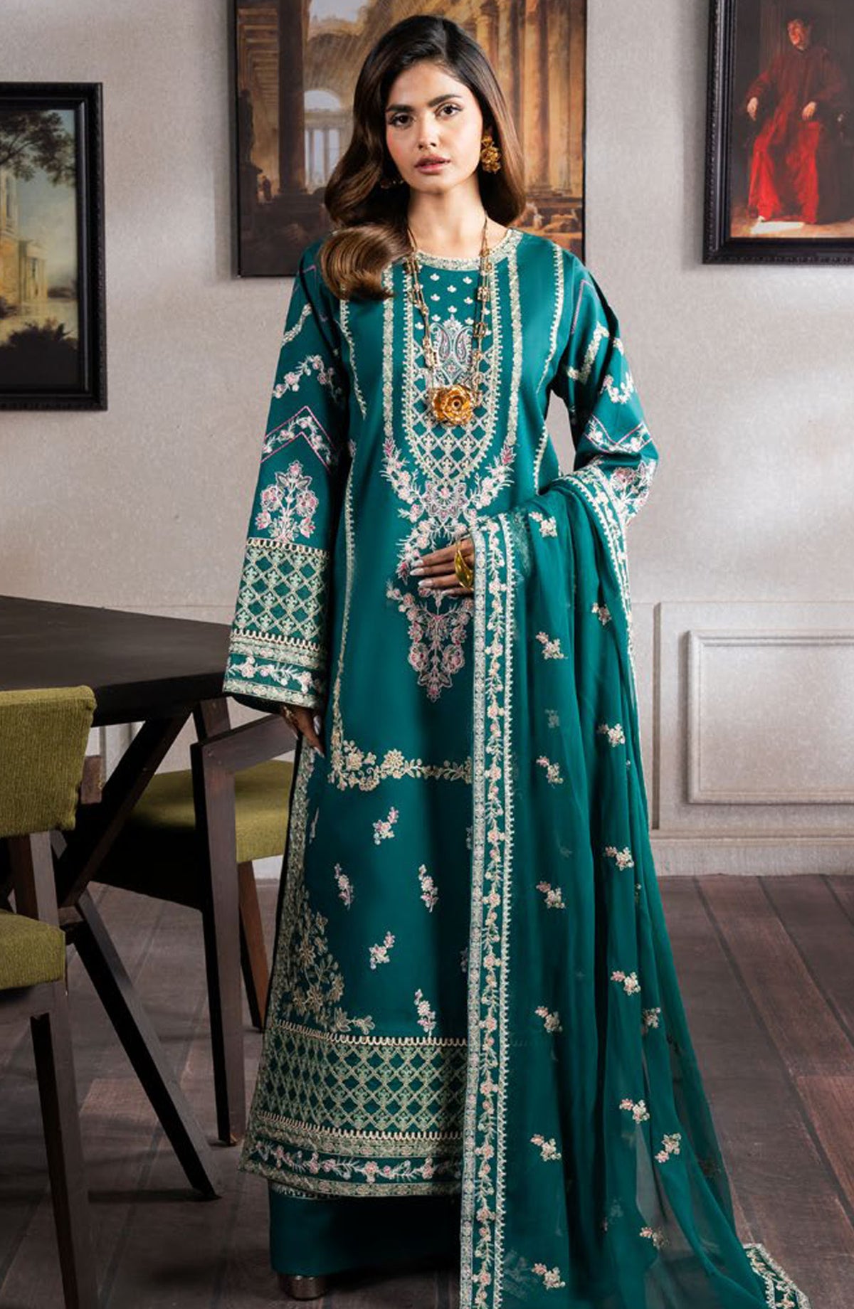 Aqs by Freesia Embroidered Lawn Unstitched 3 Piece Suit - FS-50116 Afnan - MNM25AQS - Green - Summer Collection