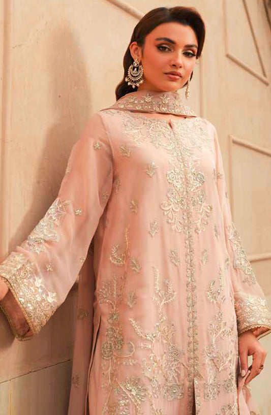 Emira by Maryam N Maria Embroidered Chiffon Unstitched 3 Piece - FW-40038-AZY - MNM25E - Light Pink - Formal Collection