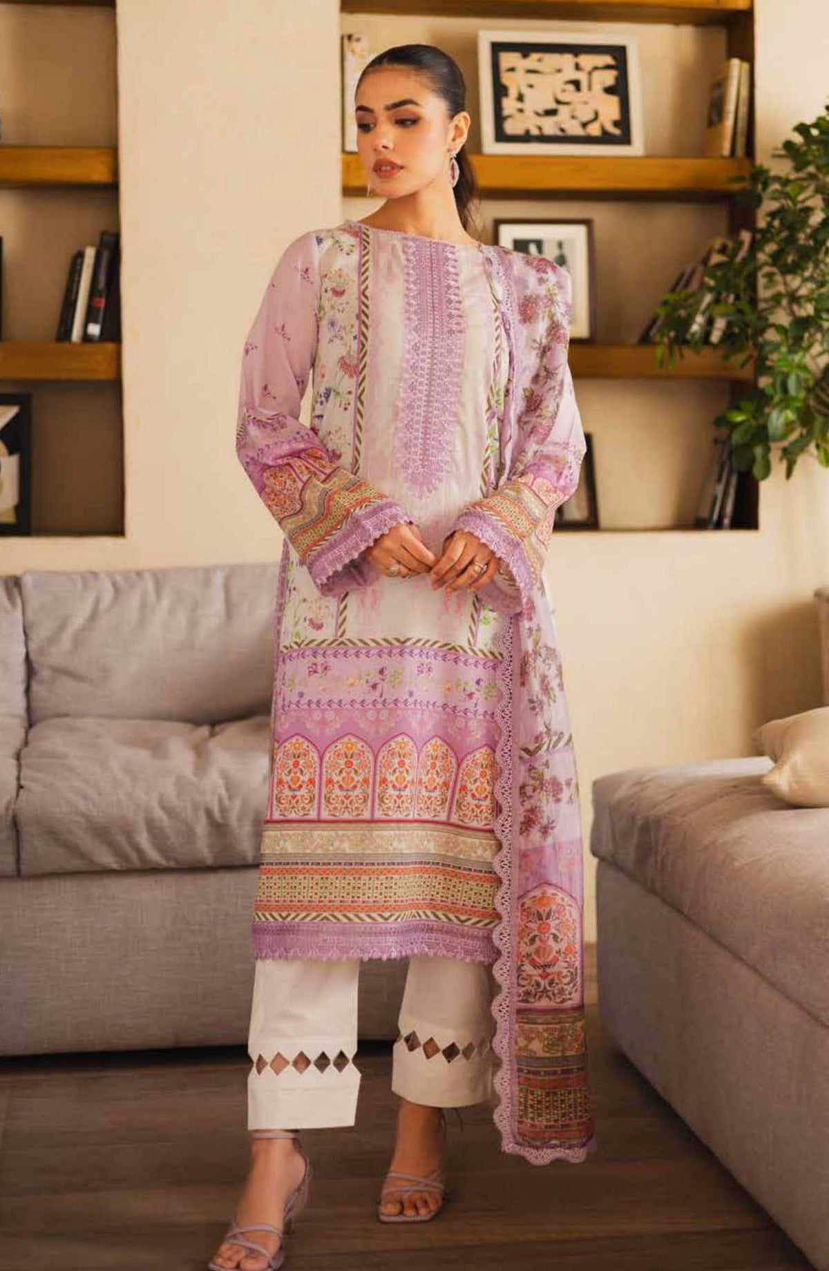 Zen by Freesia Embroidered Lawn Unstitched 3 Piece - FW-50072 Naairah - FR25Z - Purple - Summer Collection