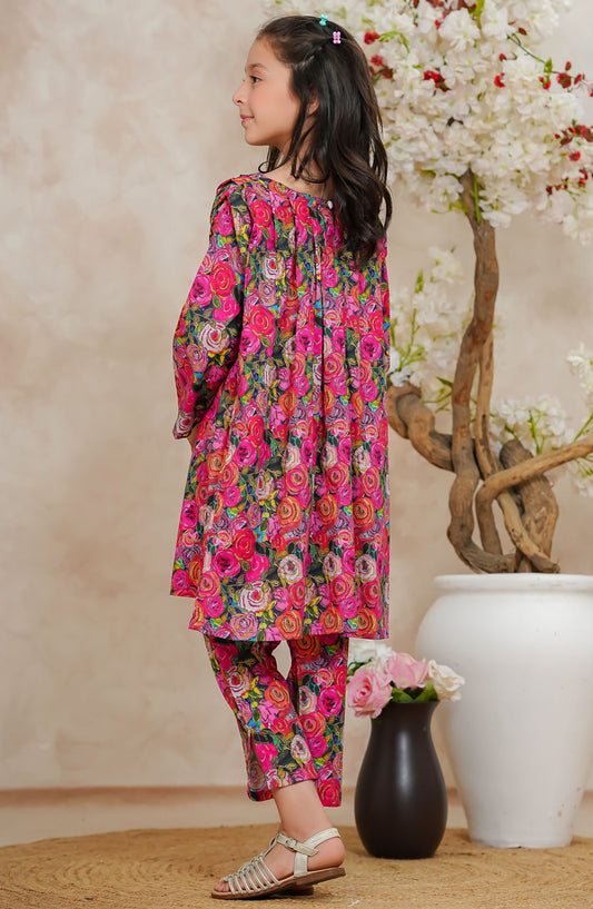 Guriya BloomPop by Amna Khadija Printed Lawn Stitched 2 Piece Suit - GBP-01 - AM25GBP - Pink - Kids Collection