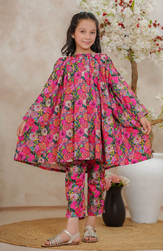 Guriya BloomPop by Amna Khadija Printed Lawn Stitched 2 Piece Suit - GBP-01 - AM25GBP - Pink - Kids Collection