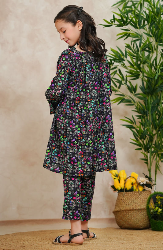Guriya BloomPop by Amna Khadija Printed Lawn Stitched 2 Piece Suit - GBP-03 - AM25GBP - Black - Kids Collection