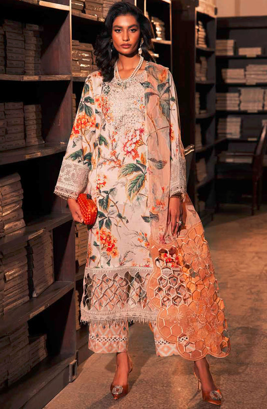 Glam Girl by Nureh Chikankari Lawn Unstitched 3 Piece Suit - GL-13 - NU25GG - Off White - Summer Collection