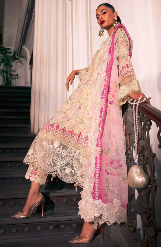 Glam Girl by Nureh Chikankari Lawn Unstitched 3 Piece Suit - GL-14 - NU25GG - Off White - Summer Collection