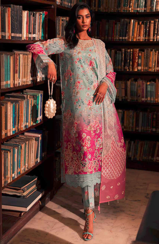 Glam Girl by Nureh Chikankari Lawn Unstitched 3 Piece Suit - GL-16 - NU25GG - Blue - Summer Collection