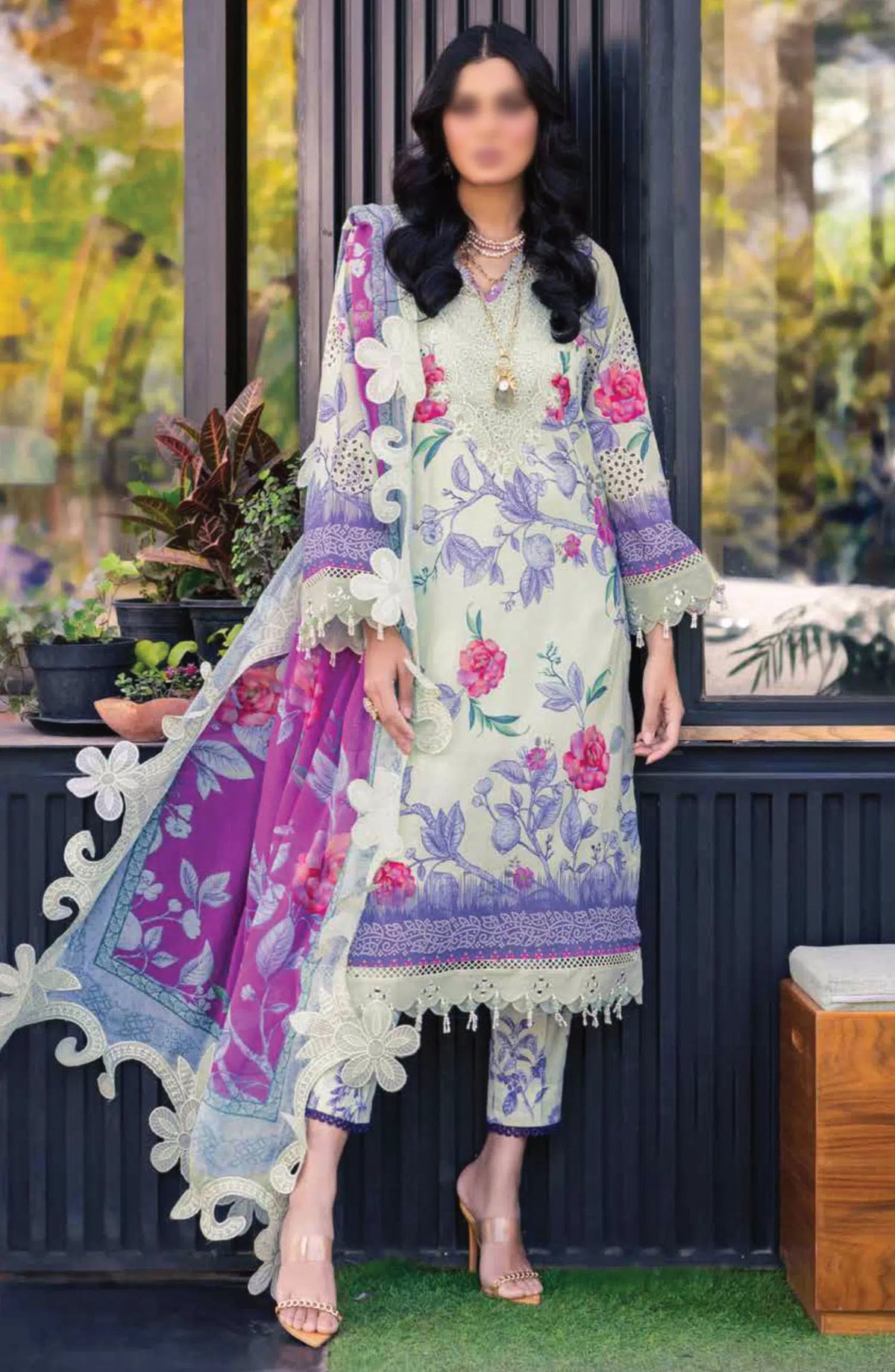 Nureh Girl Glam Unstitched Printed Chikankari Lawn Collection - GL 07