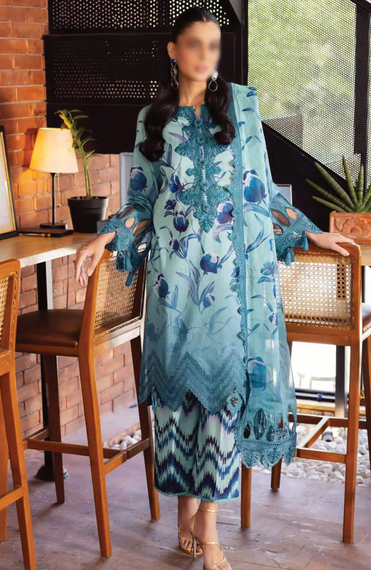 Nureh Girl Glam Unstitched Printed Chikankari Lawn Collection - GL 08