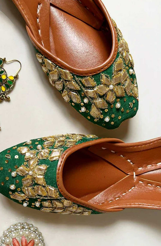 Khussa Darbar Festive Style Khussa Gota-Patti-Dark-Green