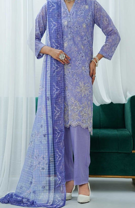 Gulraz by Amna Khadija Embroidered Lawn Stitched 3 Piece - GPE 03 - AK25G - Blue - Summer Collection