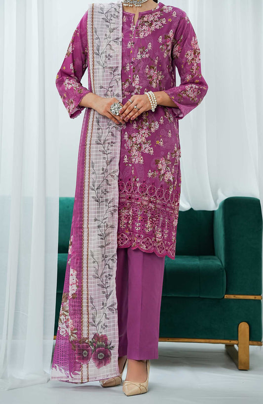 Gulraz by Amna Khadija Embroidered Lawn Stitched 3 Piece - GPE 04 - AK25G - Purple - Summer Collection