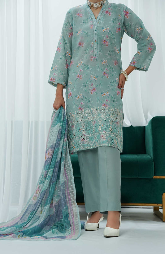 Gulraz by Amna Khadija Embroidered Lawn Stitched 3 Piece - GPE 05 - AK25G - Light Blue - Summer Collection