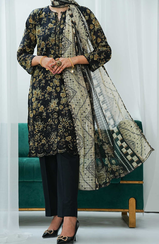 Gulraz by Amna Khadija Embroidered Lawn Stitched 3 Piece - GPE 06 - AK25G - Black - Summer Collection