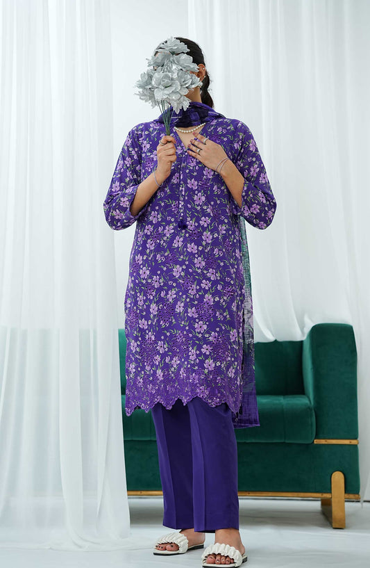 Gulraz by Amna Khadija Embroidered Lawn Stitched 3 Piece - GPE 07 - AK25G - Blue - Summer Collection