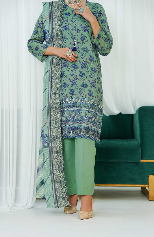 Gulraz by Amna Khadija Embroidered Lawn Stitched 3 Piece - GPE 10 - AK25G - Sea Green - Summer Collection