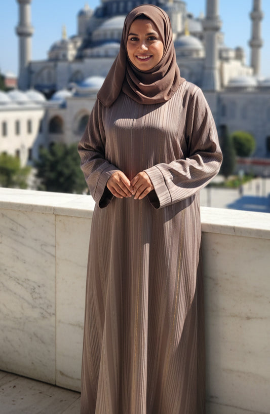 Kohinoor by TGM Straight-Cut Silhouette without Dupatta Premium Zoom Nidha Abaya - Grace Brown - TGM25KOH - Brown