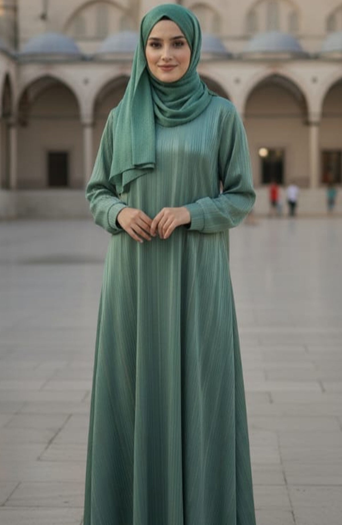 Kohinoor by TGM Straight-Cut Silhouette without Dupatta Premium Zoom Nidha Abaya - Grace Green - TGM25KOH - Green