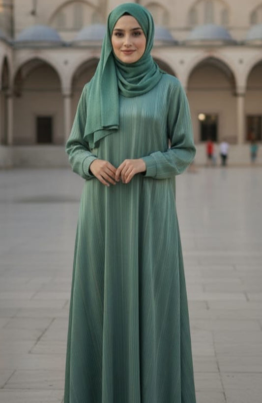 Kohinoor by TGM Straight-Cut Silhouette without Dupatta Premium Zoom Nidha Abaya - Grace Green - TGM25KOH - Green
