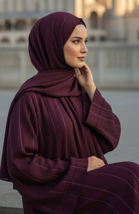 Kohinoor by TGM Straight-Cut Silhouette without Dupatta Premium Zoom Nidha Abaya - Grace Maroon - TGM25KOH - Maroon